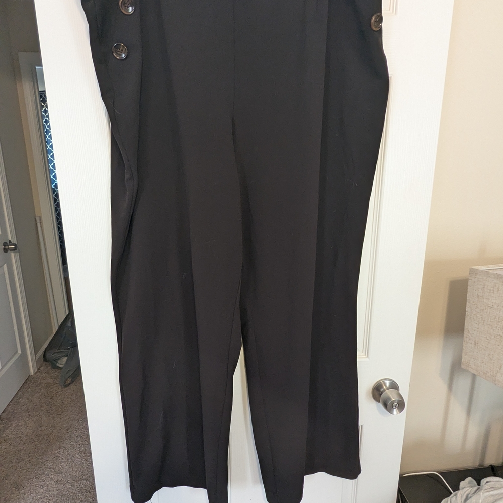 Cato High Waisted Black Pants with Button Accents